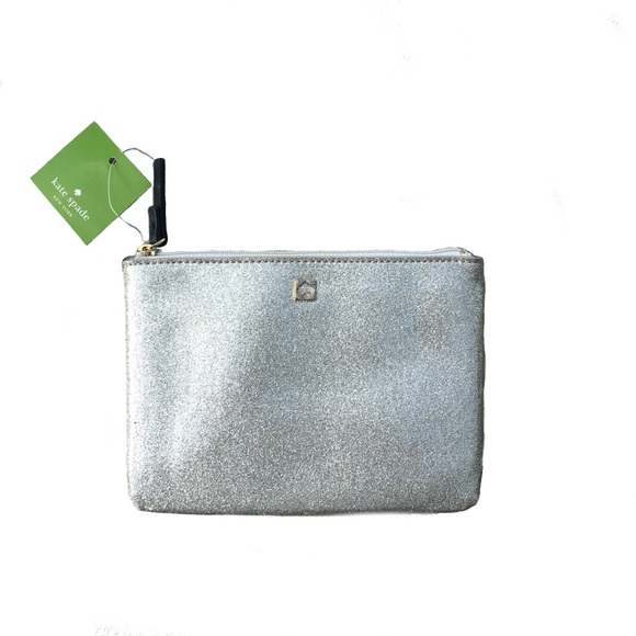 kate spade Handbags - Kate Spade Silver Glitter Pouch